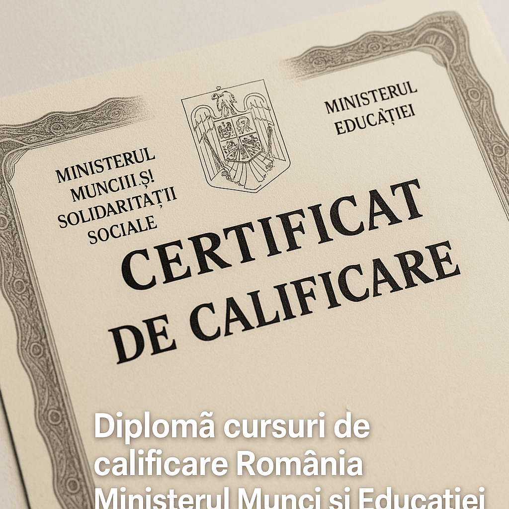 Diplomă cursuri de calificare România Ministerul Muncii și Educației Diplomă cursuri de calificare România